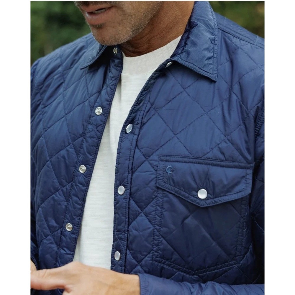 Criquet Quilted Shacket Mens Medium Navy Pearl Snap Western Shirt Jacket Puffer